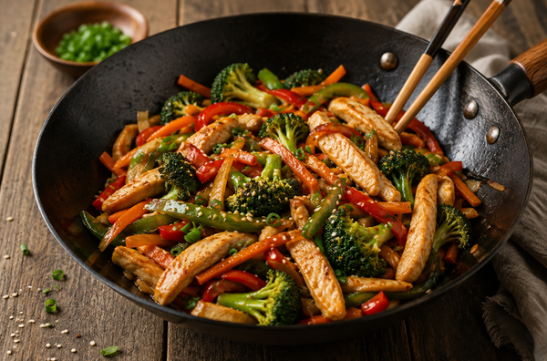 Wok de vegetales y pollo
