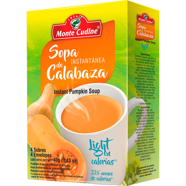 Sopa Inst. Light Calabaza Monte Cudine X4